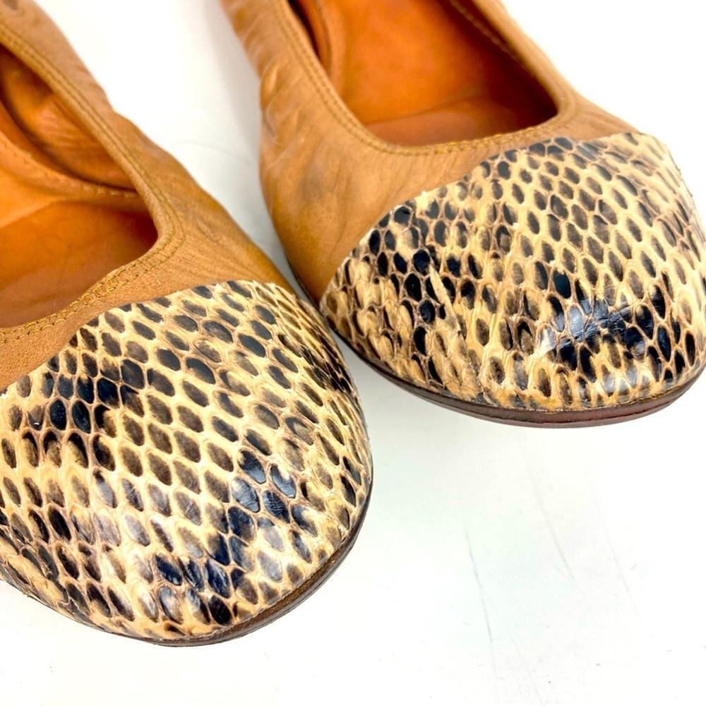 LANVIN Leather Cap Toe Ballet Flats - Size 7 - Picture 3 of 14